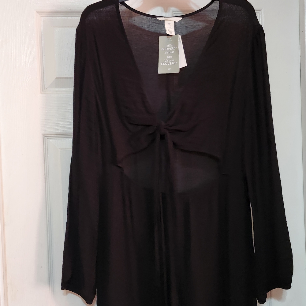 H&M Black Tie-Front Midi Dress